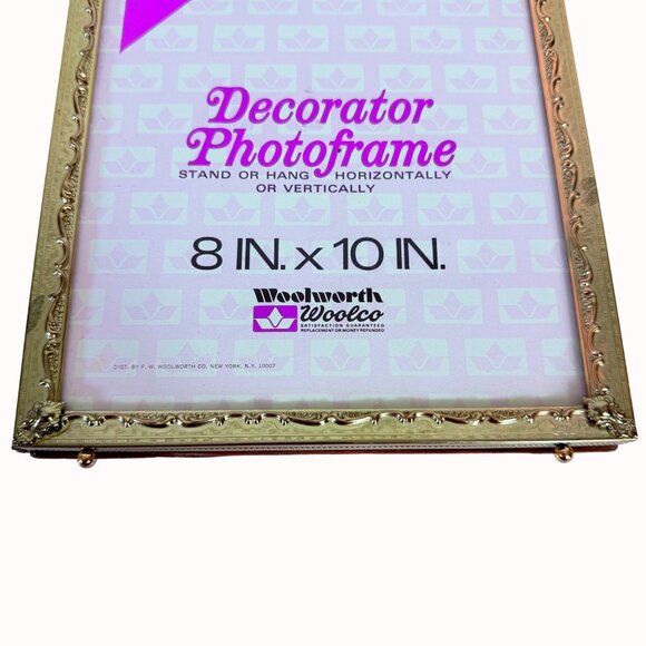 Woolworth Footed Photo Frame VTG Gold Tone Ornate Design Decorator 8 in x 10 in - Picture 11 of 12